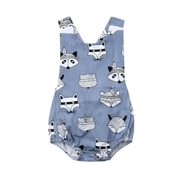 Pudcoco Newborn Baby Boys Girls Sleeveless Romper Striped Straps Overall Shorts Cross Back Bodysuit